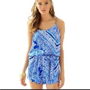 Lilly Pulitzer Dusk Romper Blue Crush Open Water Size Medium